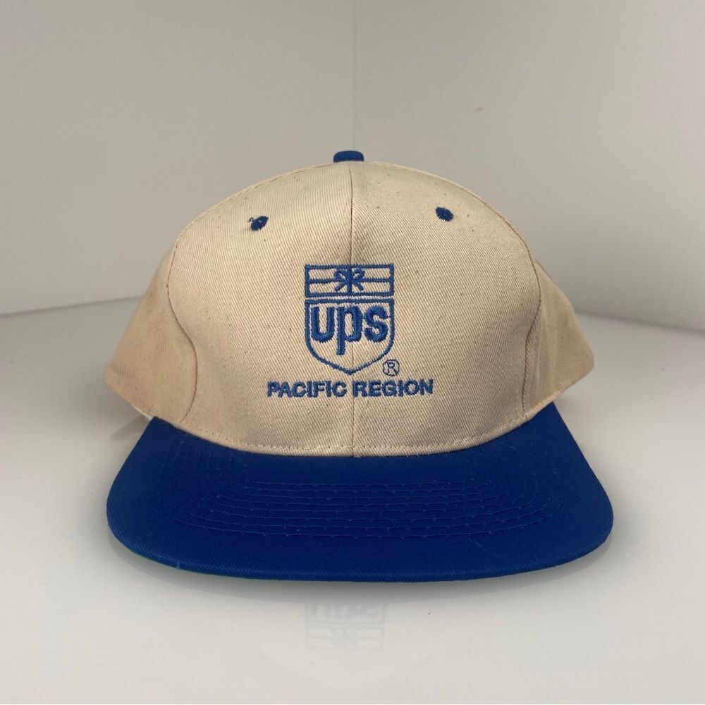 Vintage UPS Pacific Region KC Snapback Hat Cream/Blue